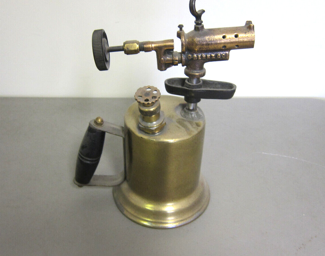 OBERNZ CO.  Antique/ Vintage  Brass Blow Torch 12” Tall  - FREE SHIPPING