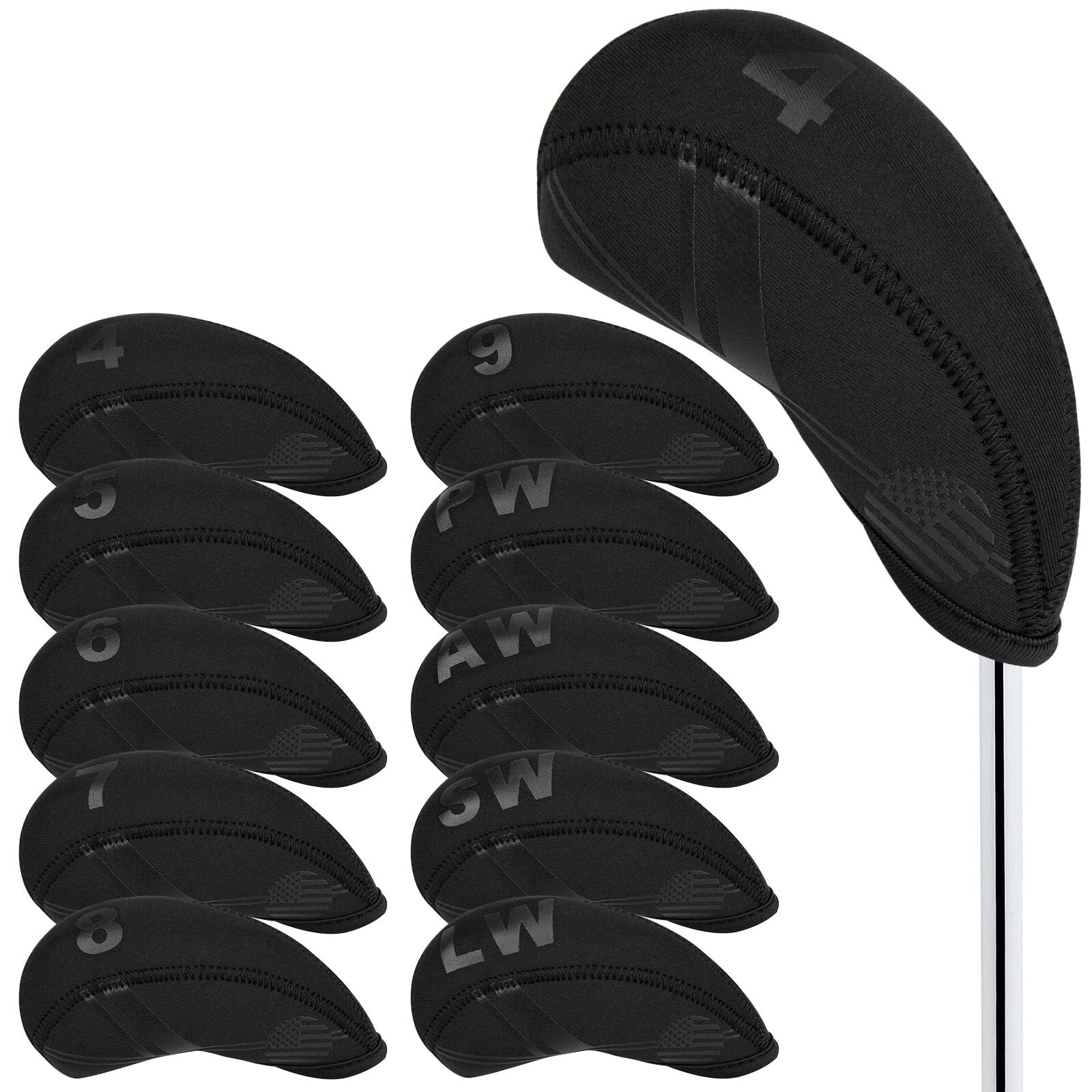 Golf Iron Head Covers 10Pcs Neoprene Flag Golf Club Protector Multi Color Gol...