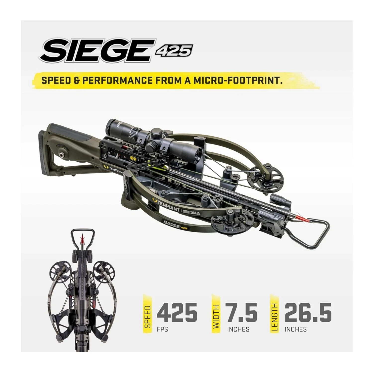 NEW Siege 425, ACUslide, RangeMaster 100 Scope MOSS GREEN Crossbow PACKAGE