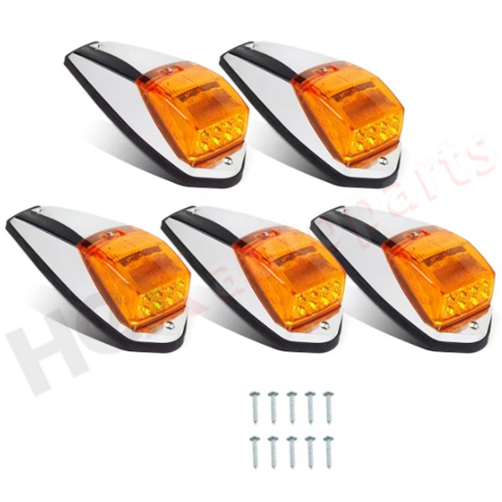 5x 31 LED Amber Chrome Cab Roof Marker Light for Peterbilt Kenworth Freightliner