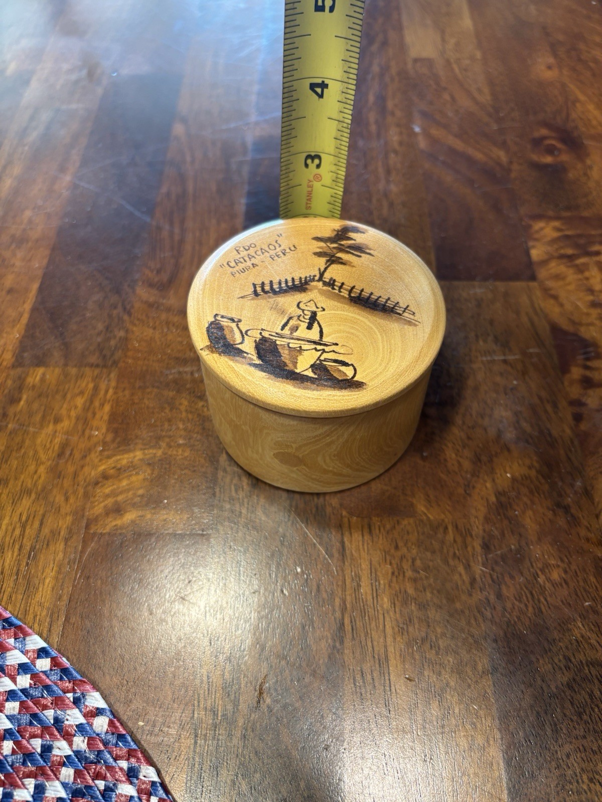 Vintage Peruvian handmade round trinket box