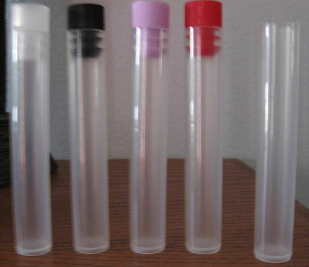 25 FAT FLAT BABIES 16x75mm WIDER SHORT Test Tubes lids small vials Plastic 3-4"