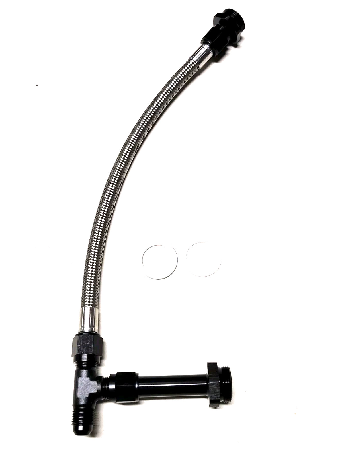 6AN STAINLESS BRAIDED FUEL LINE HOLLEY DOUBLE PUMPER 600 650 750 BLACK ENDS