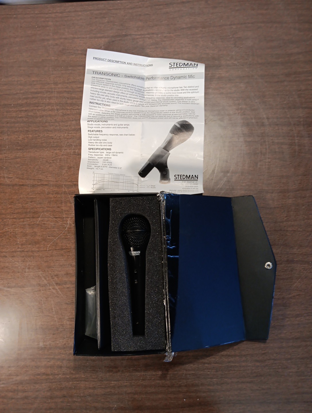 Stedman Microphone Tr1 W/ Case & Paper - Untested - As Is