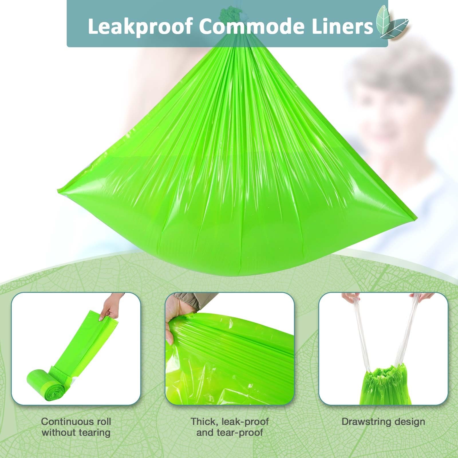 Commode Liners for Bedside 1 Count (Pack of 100), 100pcs