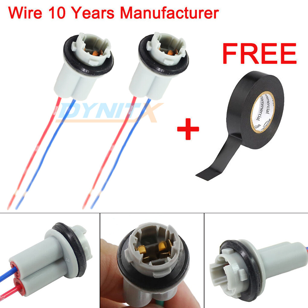 Pack of 2 T10 T13 Pigtail Wire Female Socket for Front Side Marker Light Plug