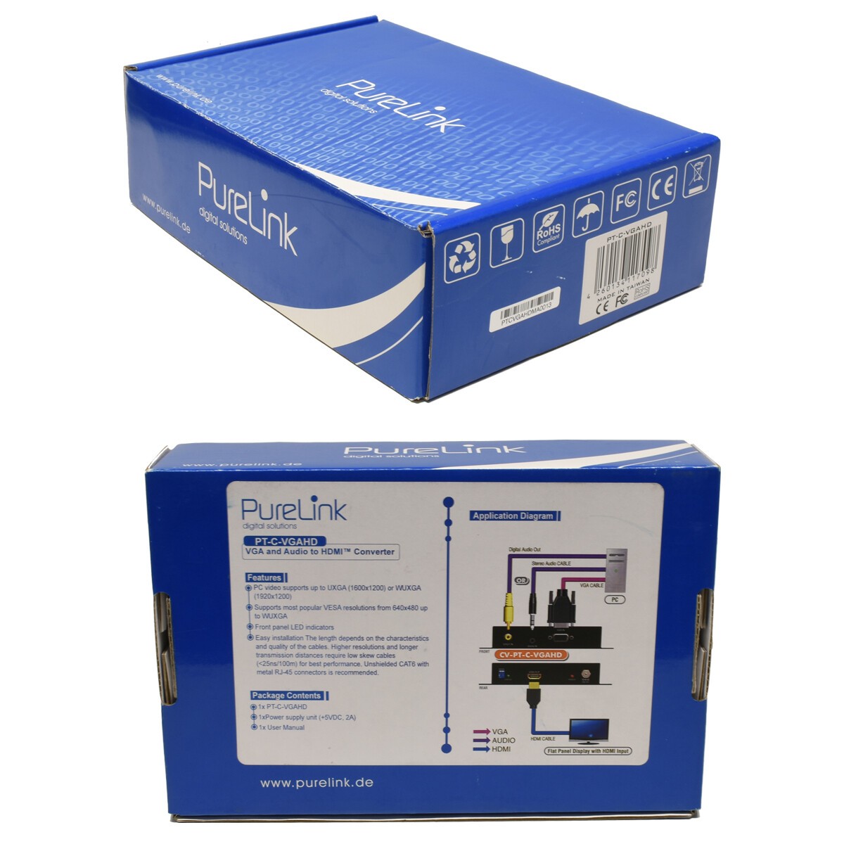 PureLink PT-C-VGAHD Puretools VGA and Audio to HDMI Converter Scaler new new