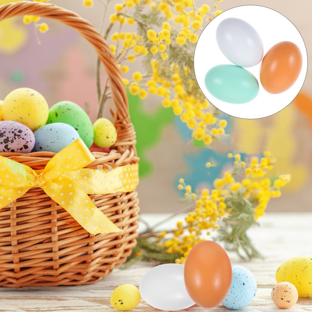 3 Pcs Egg Decors Unfinished Artificial Eggs for Craft Decorating Toy