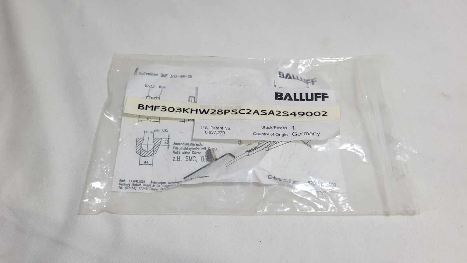 BALLUFF BMF 303-HW-28 NEW