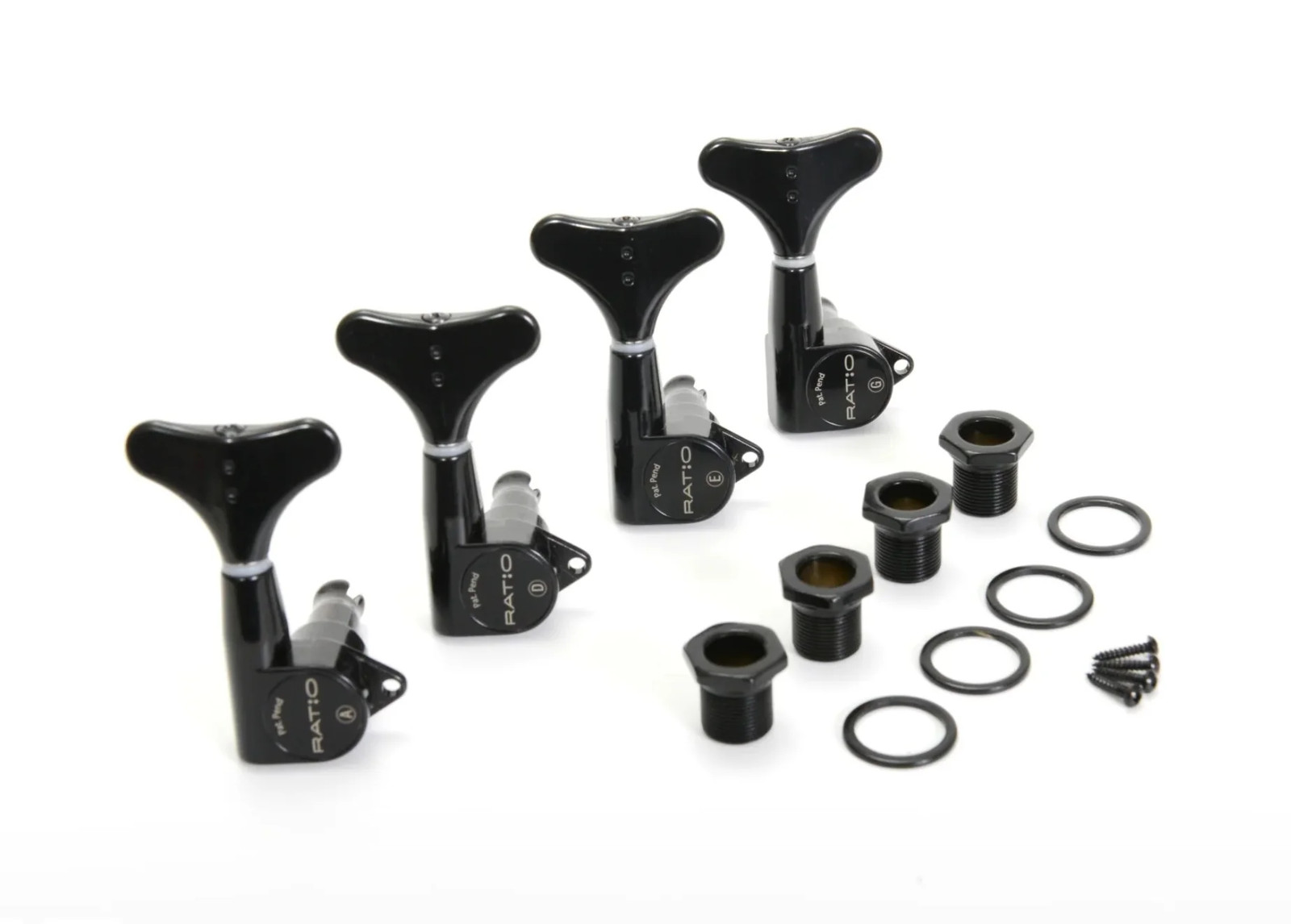 Graph Tech Ratio (18:1 to 36:1) Bass Tuners Taper Shaft 4 Inline Black