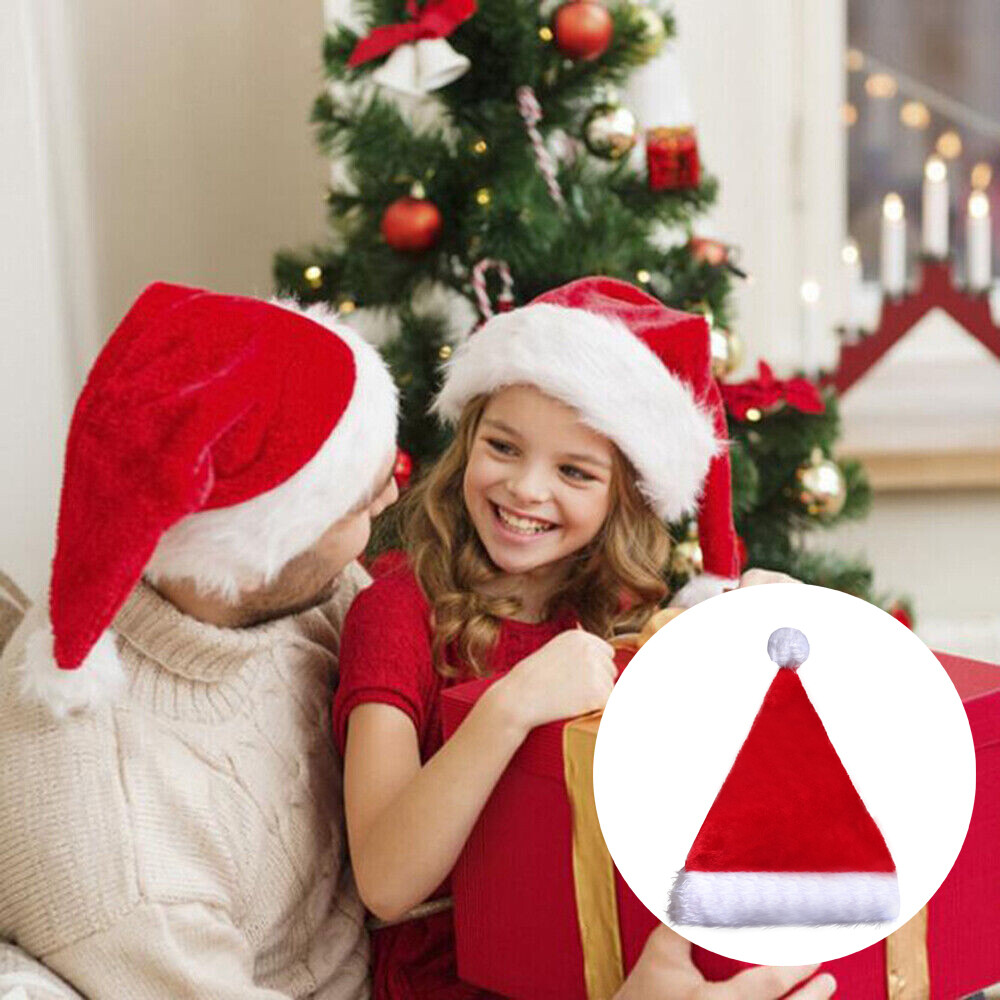 Santa Hat Soft Christmas Hat Xmas Hat Holiday Party for Adult Children Gift