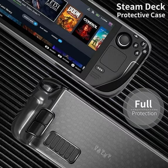 Steam Deck Protective Case Clear, TPU Soft Cover Protector with Full Protection