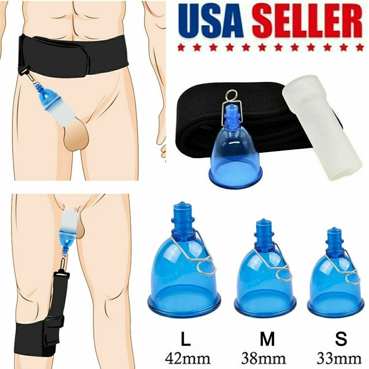 Male Extender Penis Stretcher Enlargement Vacuum Cup Enhancement Hanger Supply-