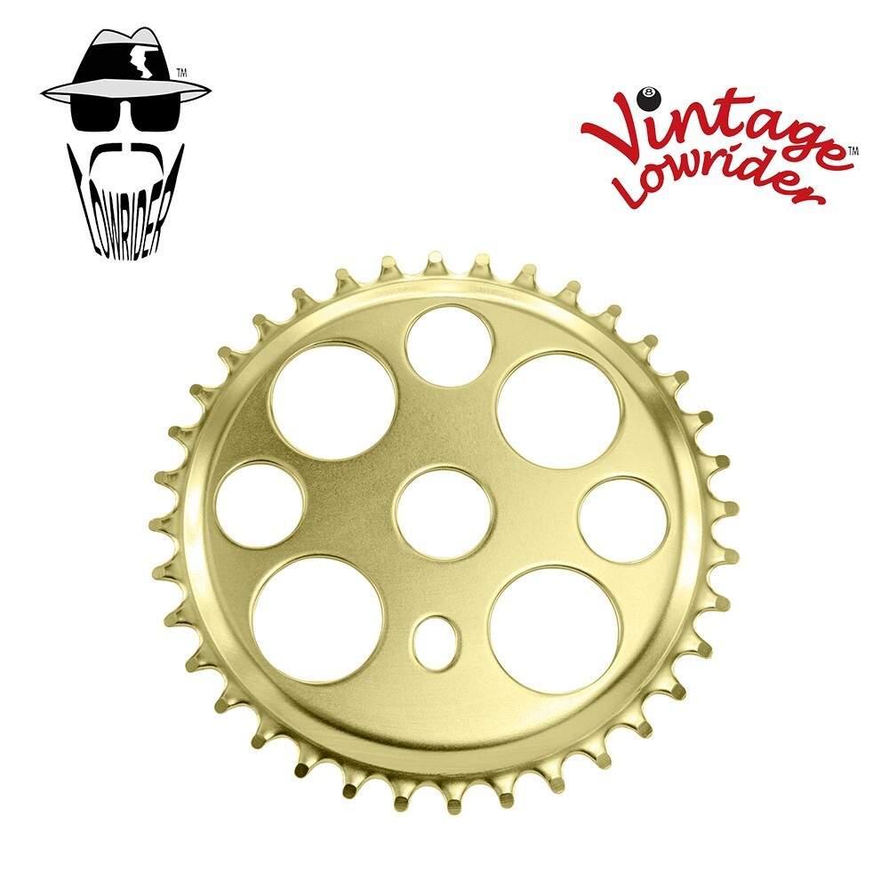 F&R ORIGINAL LOWRIDER BICYCLE CHAINRING 44t LUCKY 7 1/2"X 1/8" GOLD Plated