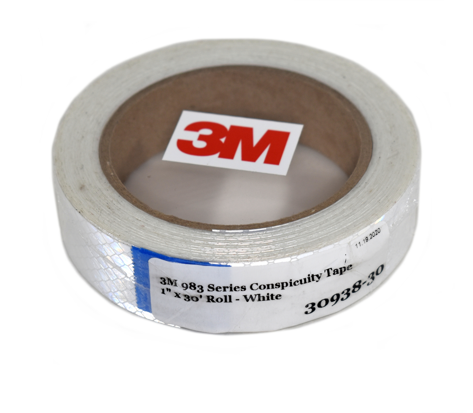 One 1" x 30' Roll of 3M 983-10 Solid White Conspicuity Tape 30938-30