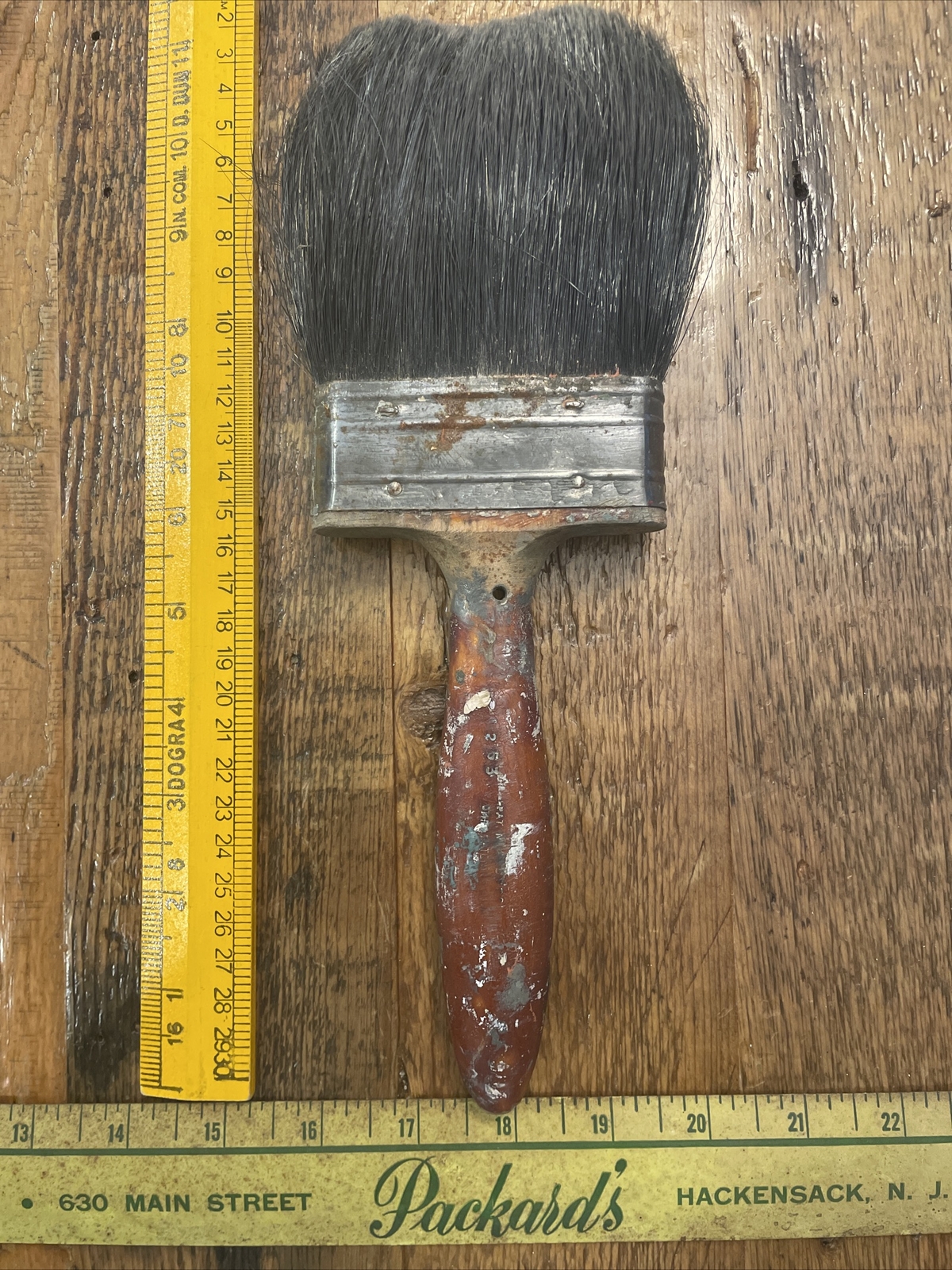Vtg Paint Brush 3.5" Special Wooden Handle  Antique Old Art Trade Metal Band