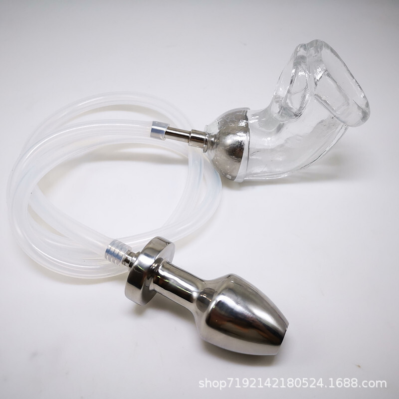 Penis Sheath Sleeve Girth Condoms-Extender-Enlarger With Mouth Plug Men BDSM Toy