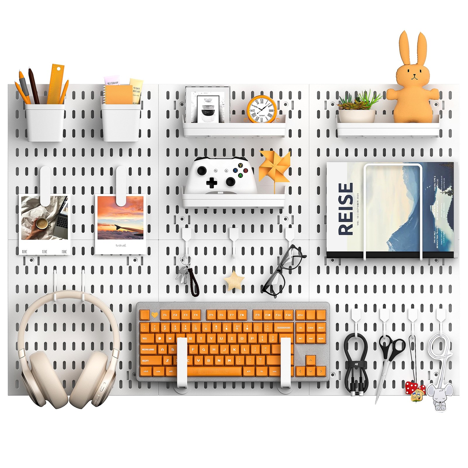 Peg Board, 24"x36" Pegboard Wall Organizer, Includes 6PCS White Peg Boards an...