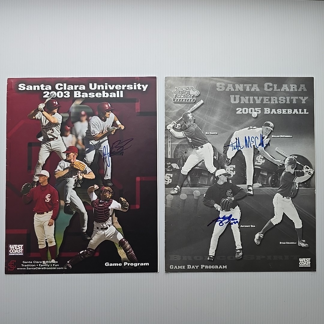 Santa Clara University Broncos Baseball 2003 + 2005 Programs with Autographs SCU