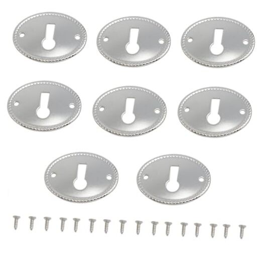 yukata Keyhole Covers Key Hole 35x27mm Striped Edge Door Cover Oval Silver