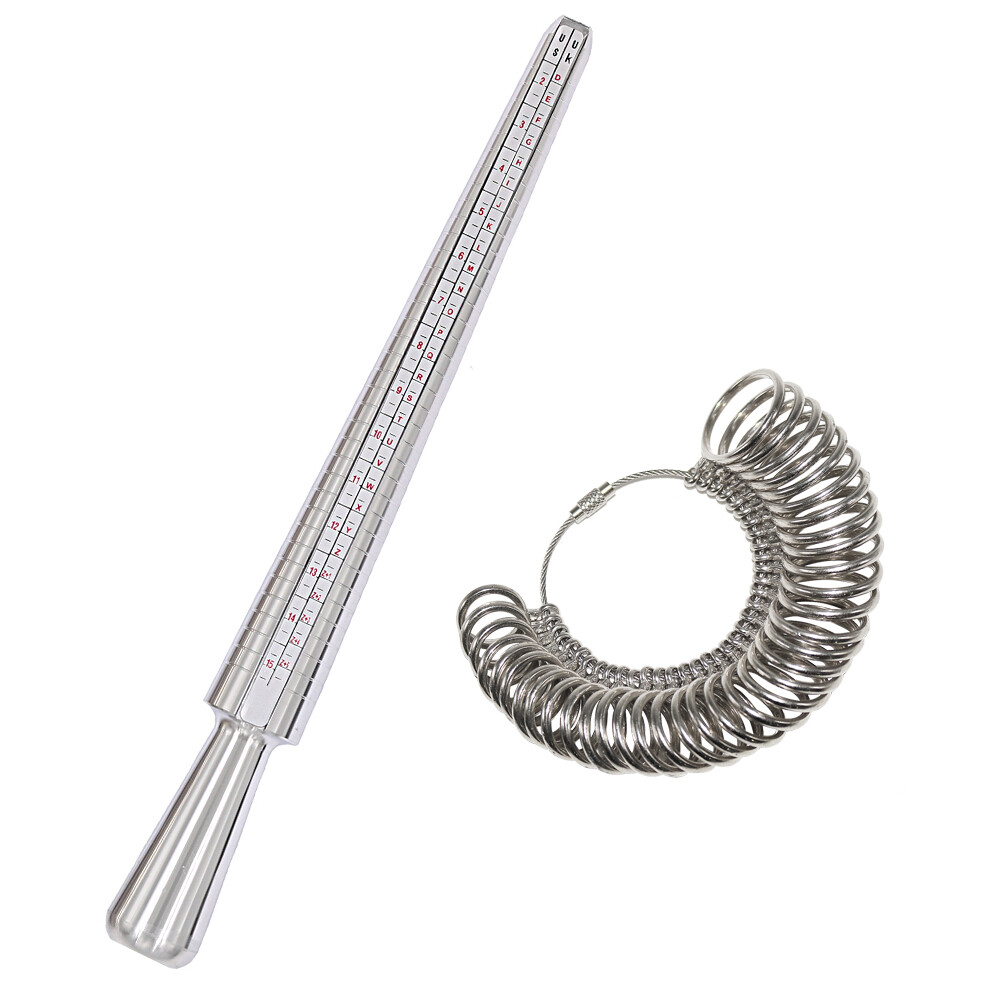 Silver Ring Sizer Finger Sizing Measuring Stick Metal Ring Mandrel US Size 1-15