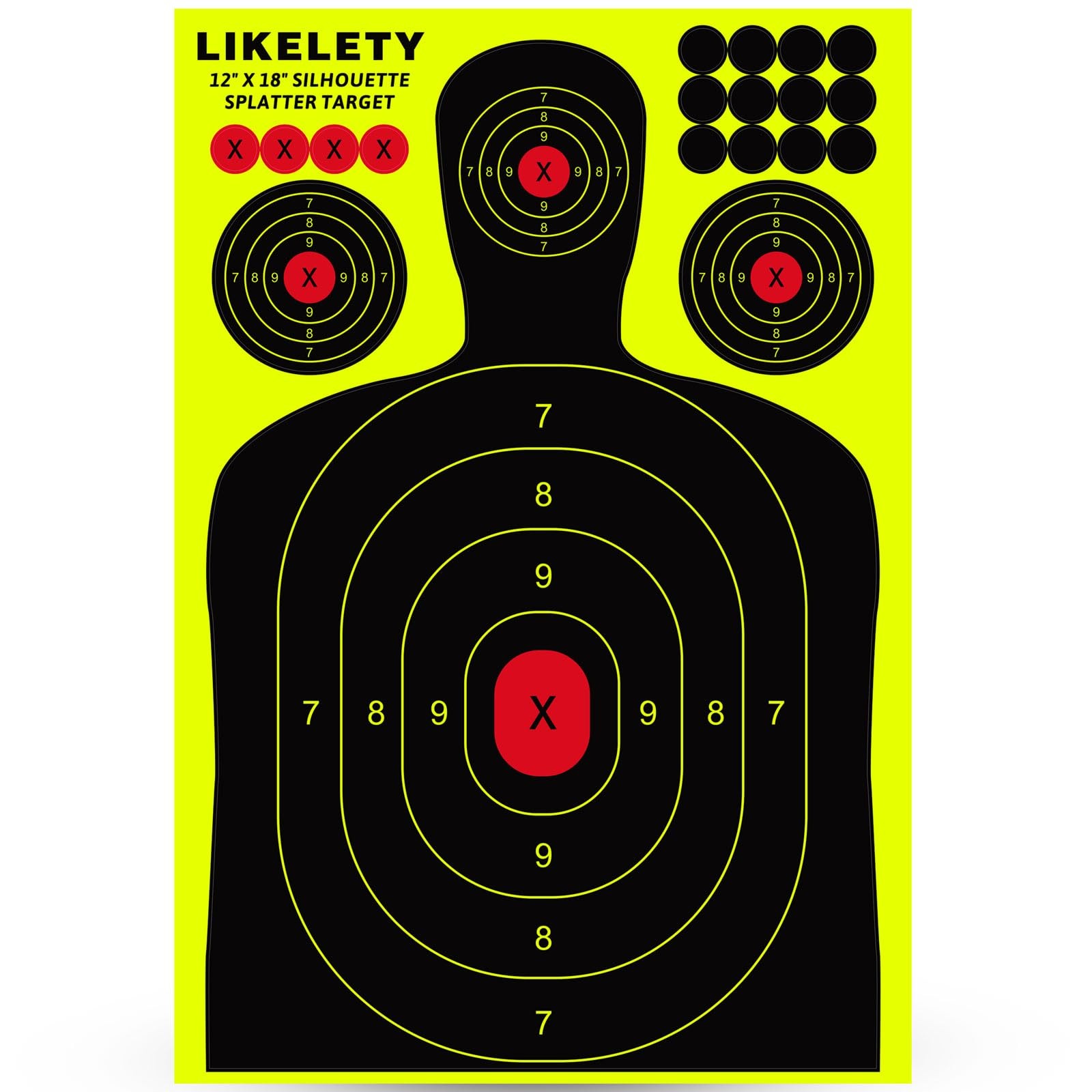 12 X18 Inch 10/25/50Pack Silhouette Splatter Targets, Adhesive Shooting Target S