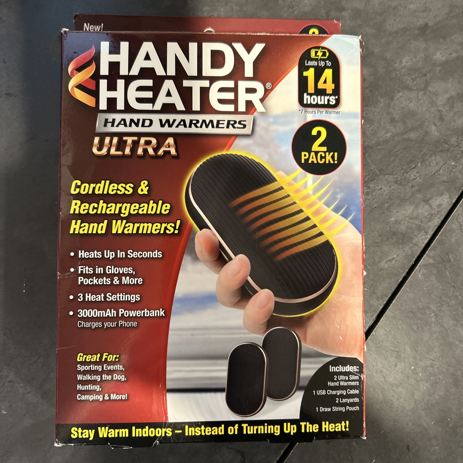 Handy Heater Hand Warmers New in Box Rechargeable Pocket Powerbank Heat