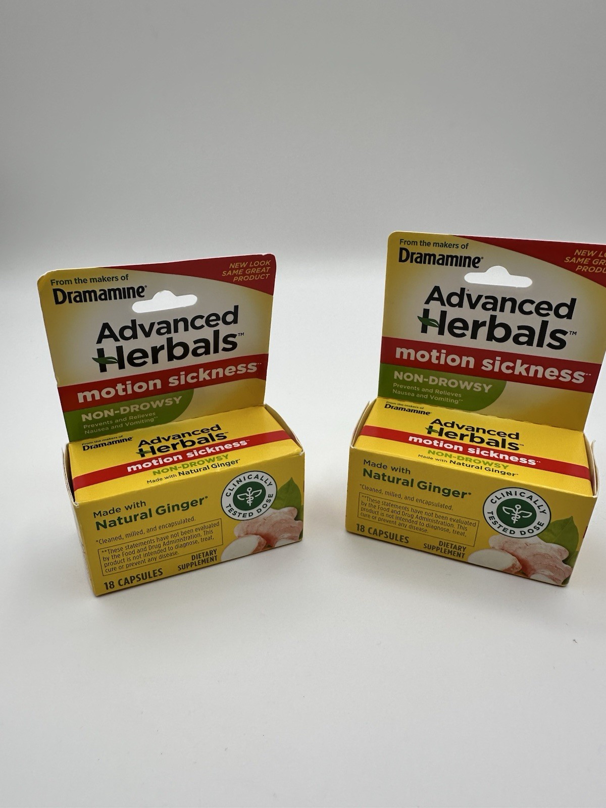 Dramamine Advanced Herbals Non-Drowsy Motion Sickness Relief 18ct EXP3/26-2PACK