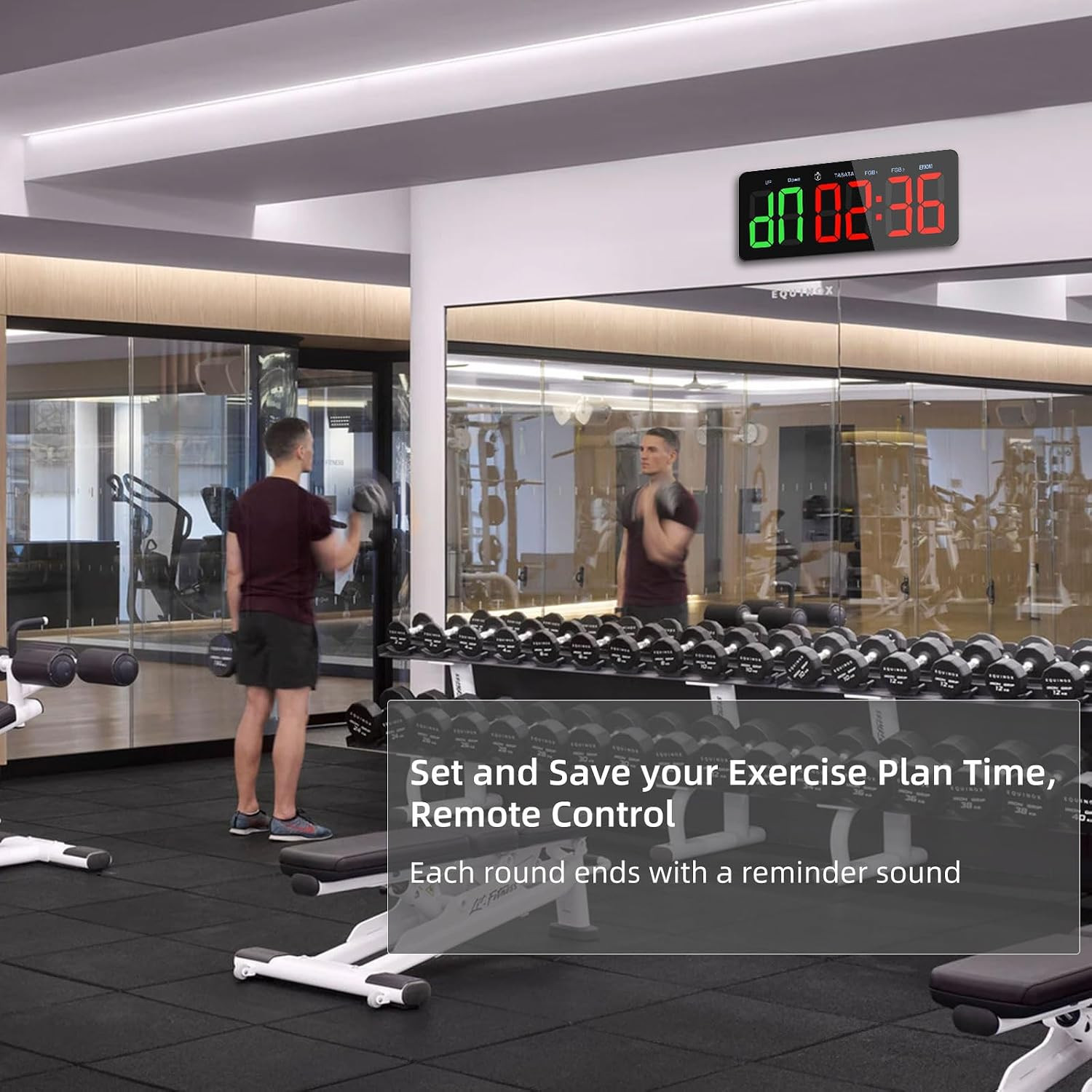 Gym Timer Clock, Interval Timer with Function Mode Display, Countdown/Up Stopwat