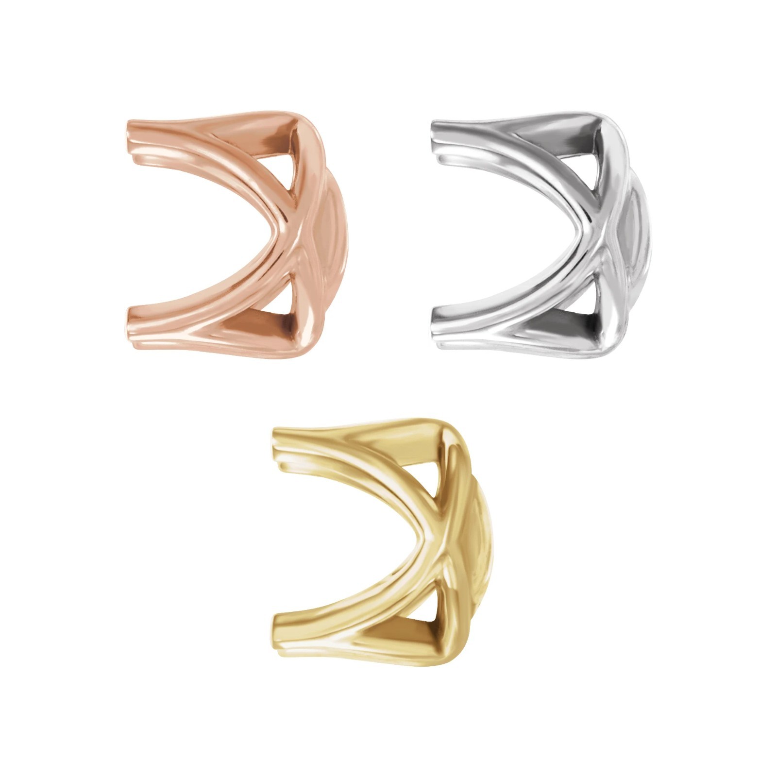 14K 18K Gold, Platinum & Silver 4.5 mm Round 4-Prong Woven Earring Setting