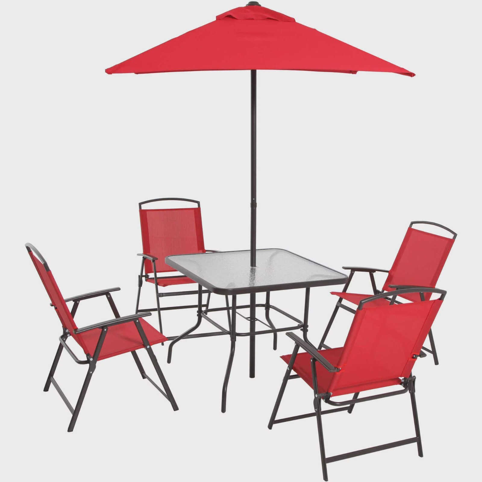 6Pcs Outdoor Patio Dining Set Portable Table Camping Chair Umbrella Desk Items