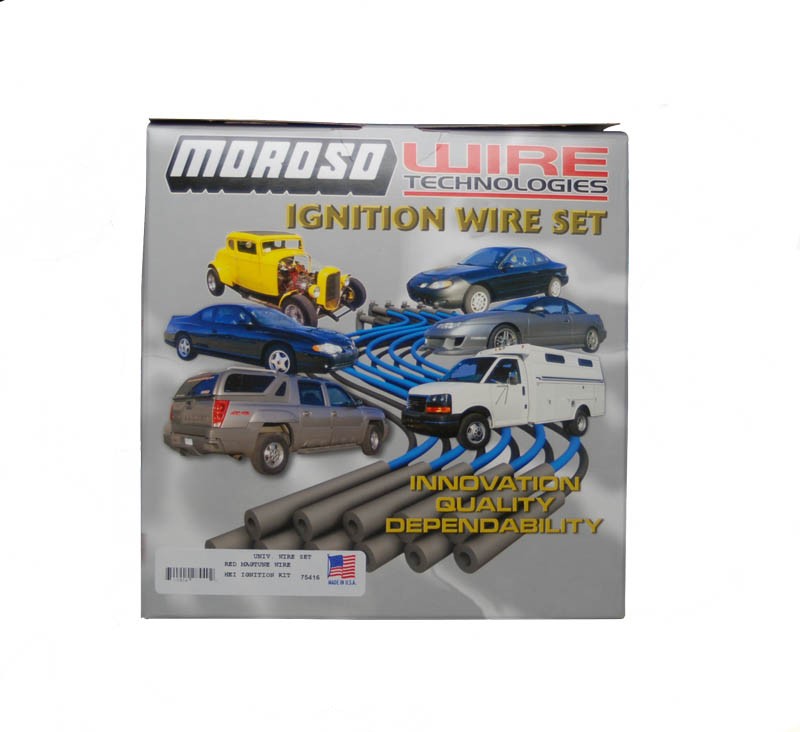 Moroso Spark Plug Wire Set 28435; Mag-Tune Race 8.0mm Red 90 deg HEI for SBC