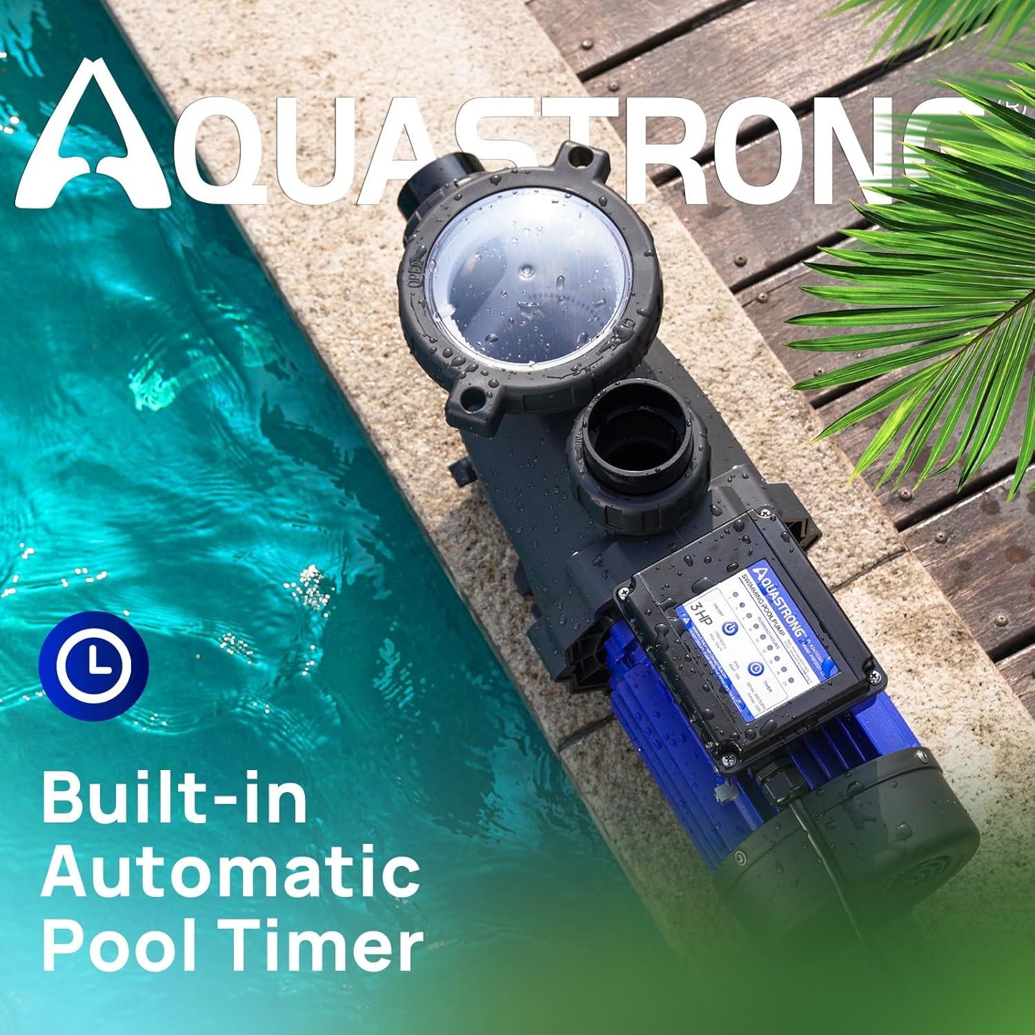 3HP In/Above Ground Pool Pump 115V with Timer, 9350GPH High Flow and Filter