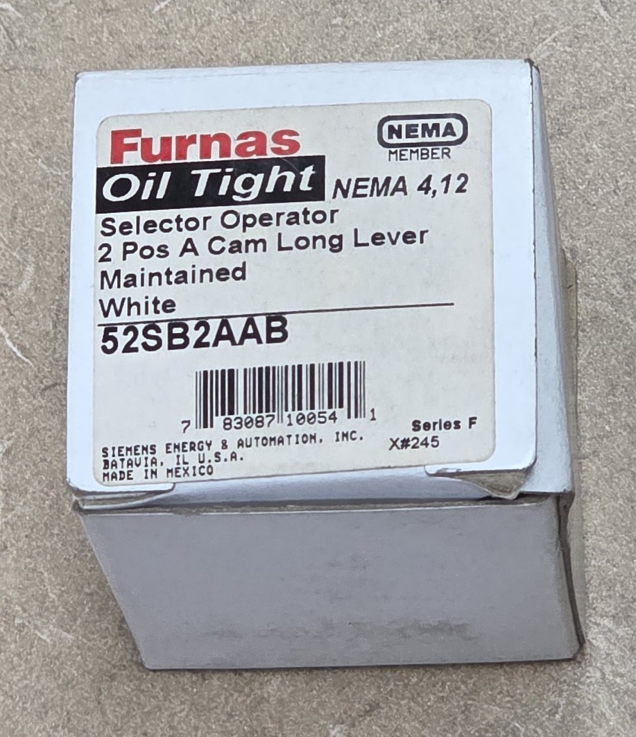 Furnas 52SB2AAB Selector Switch Series B 2 Position A Cam Long Lever Maintained