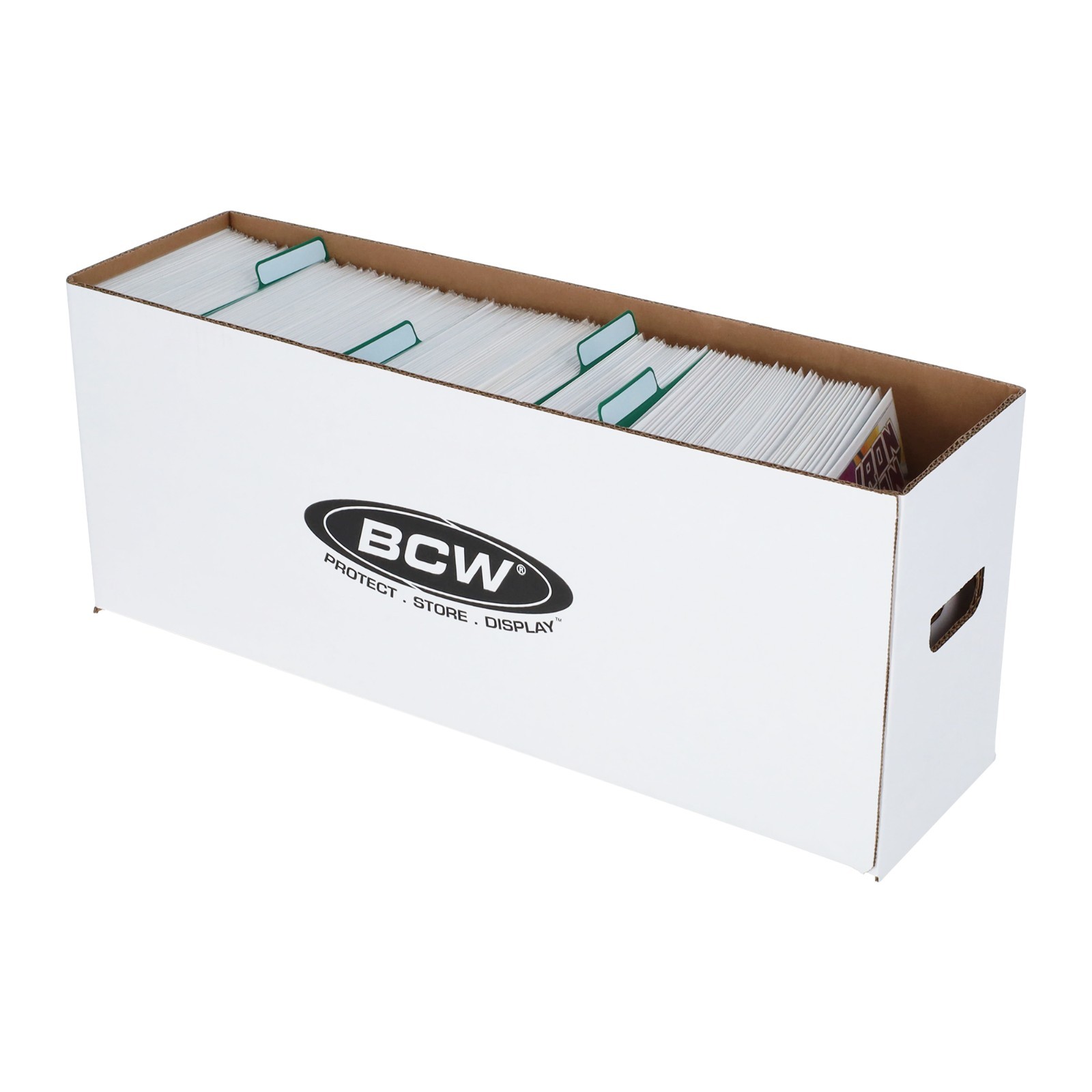 5 Long Comic Book Cardboard Storage Boxes Hold 250-300 Current /Silver + Divider