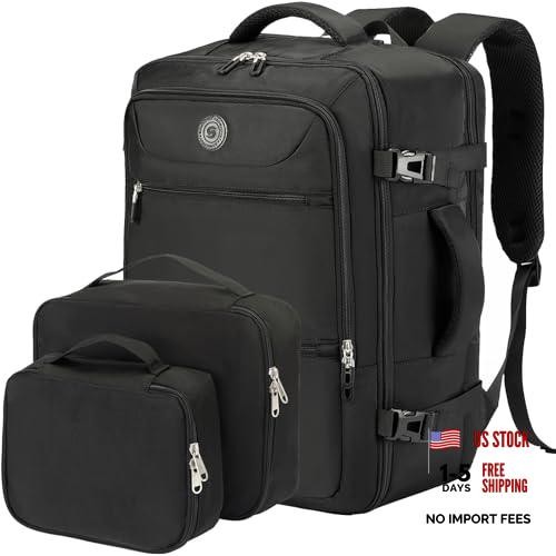SHRRADOO Travel Backpack for Women & Men,Airline Approved Carry On Black