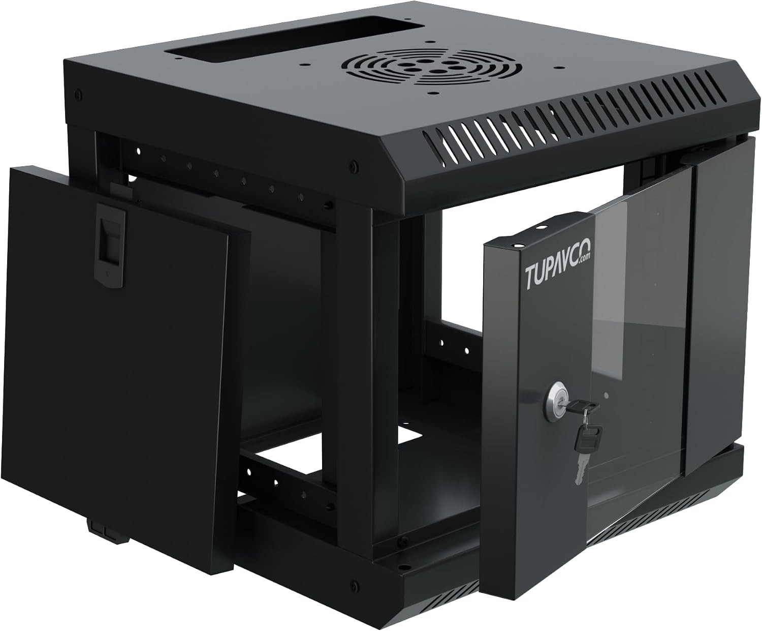 10 inch Mini Network Rack Cabinet - 4U Vented w/Glass Door - 9 in Depth