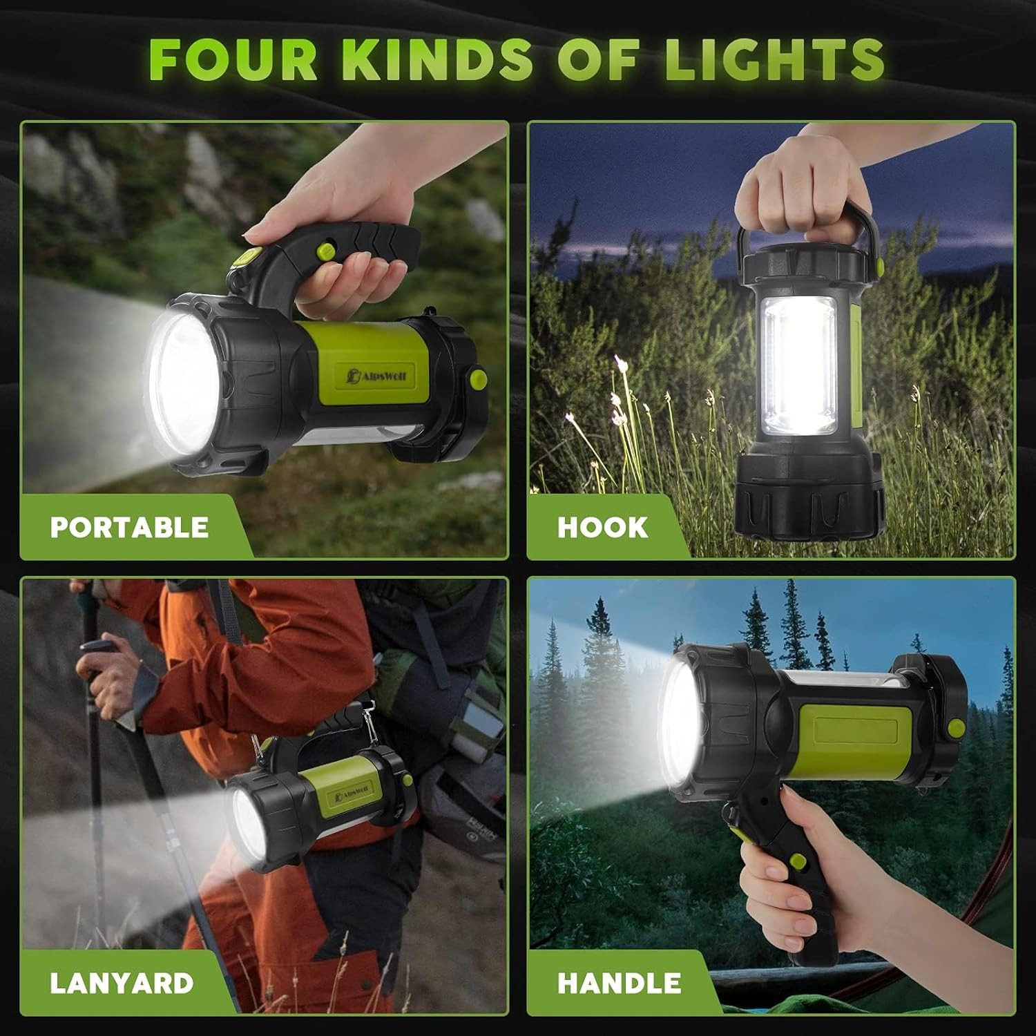 Rechargeable LED Camping Lantern with Flashlight Spotlight