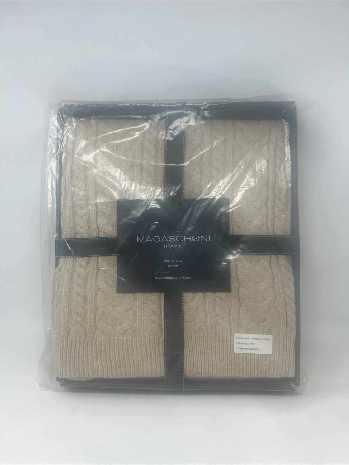 Magaschoni Home Knit Oatmeal Heather Throw 50" X 60"