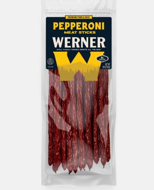 Werner Jerky Pepperoni Beef/Pork Meat Sticks 20 count