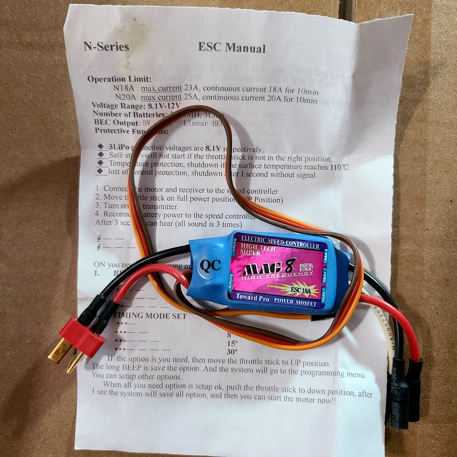 TowerPro MAG 8, 18A Brushless ESC Electric Speed Controller for RC Airplanes