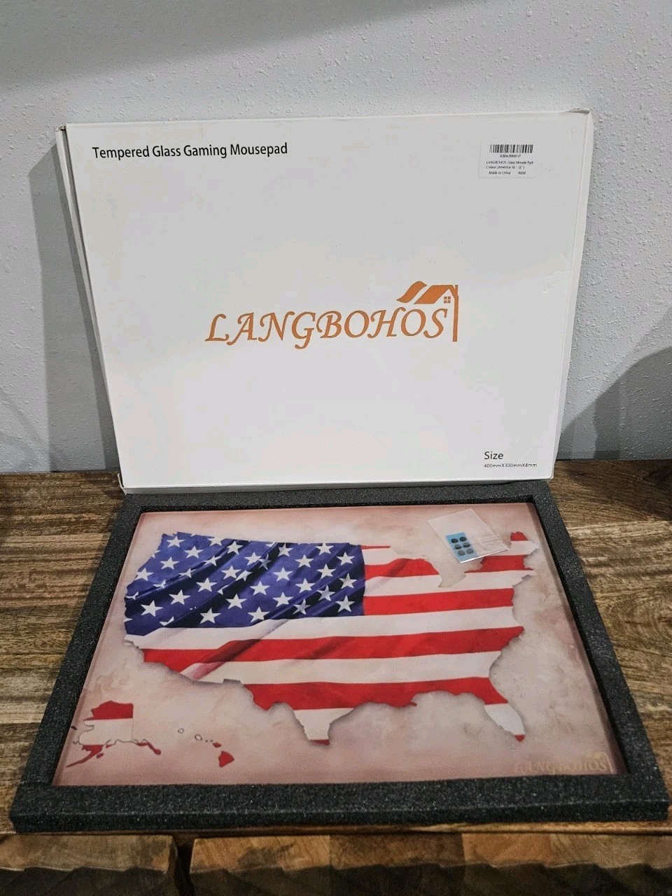 Tempered Glass Gaming Mousepad Smooth Quiet Swipes Silicone Base USA Langbohos
