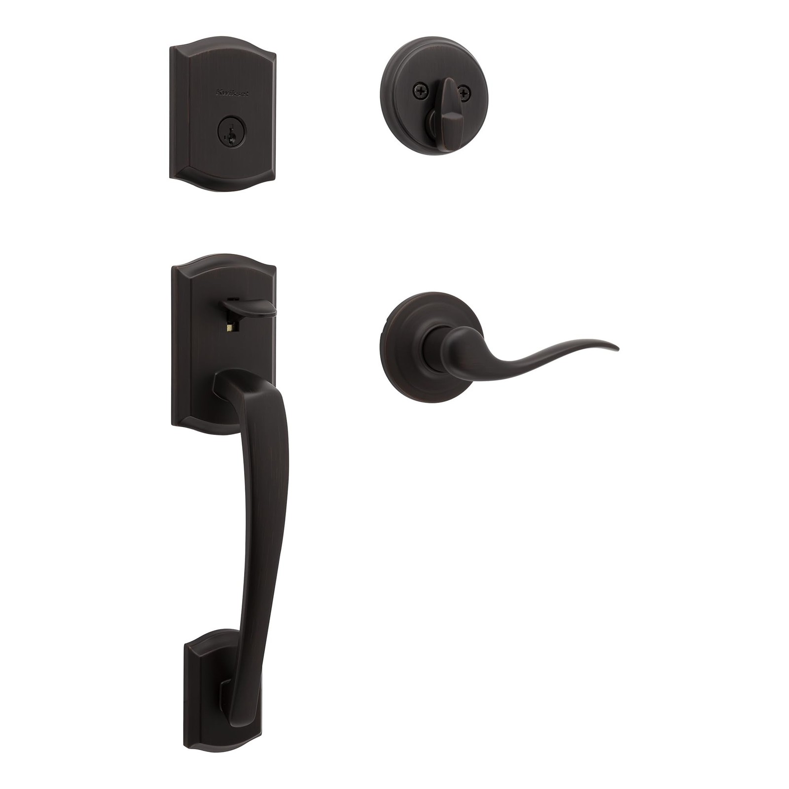 Kwikset Prescott Front Door Lock Handle and Deadbolt Set, Entry Handleset Ext...