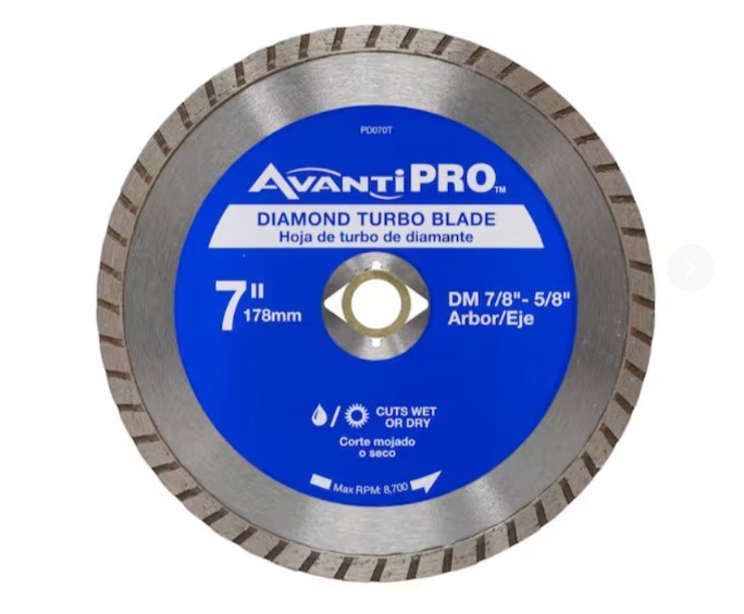 Avanti Pro 7 in. Diamond Turbo Blade PD070T MASONRY, GRINDER OR CIRCULAR SAW