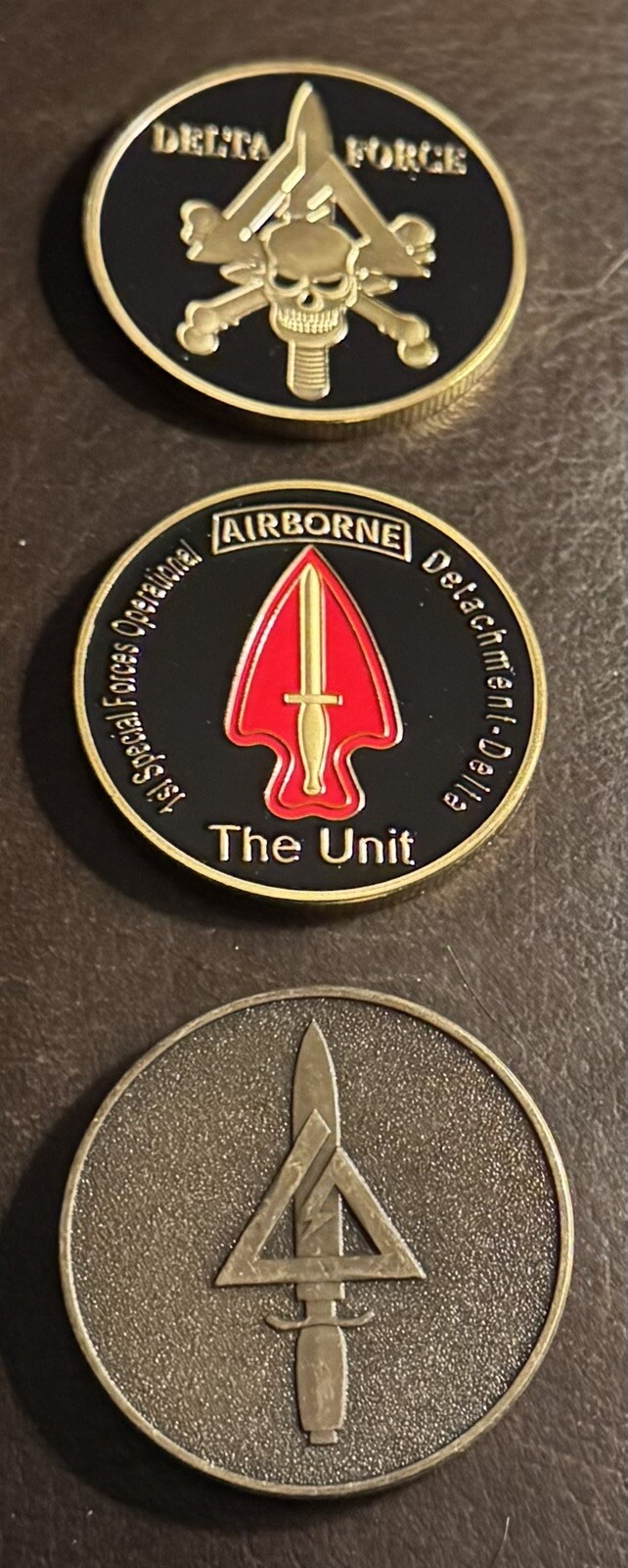 US Army Special Forces Delta Force Challenge Coins Set Of 3 Airborne Delta Force