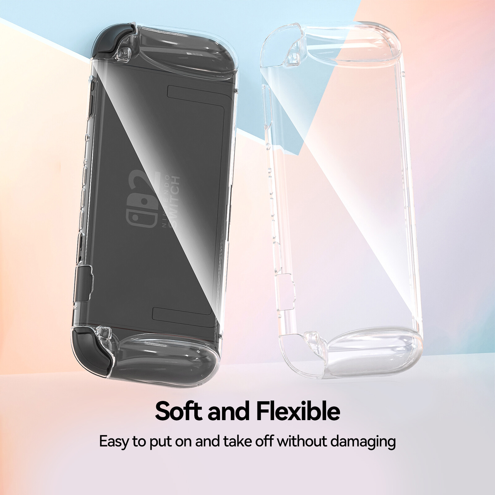 GeekShare TPU Clear Case for Switch 2 Console and Joycon Soft Ergonomic Handgrip