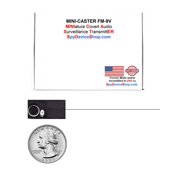 Covert Wireless Spy Bug Audio Transmitter w/ Adapters Up to 83 Days/1300 Feet FM