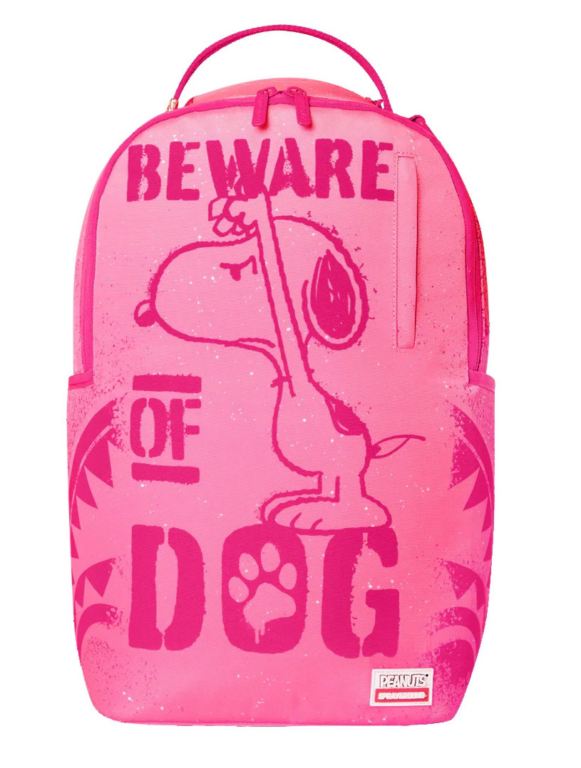 Sprayground Snoopy Beware Of The Dog Backpack🔥New Pink Bookbag Large School Bag