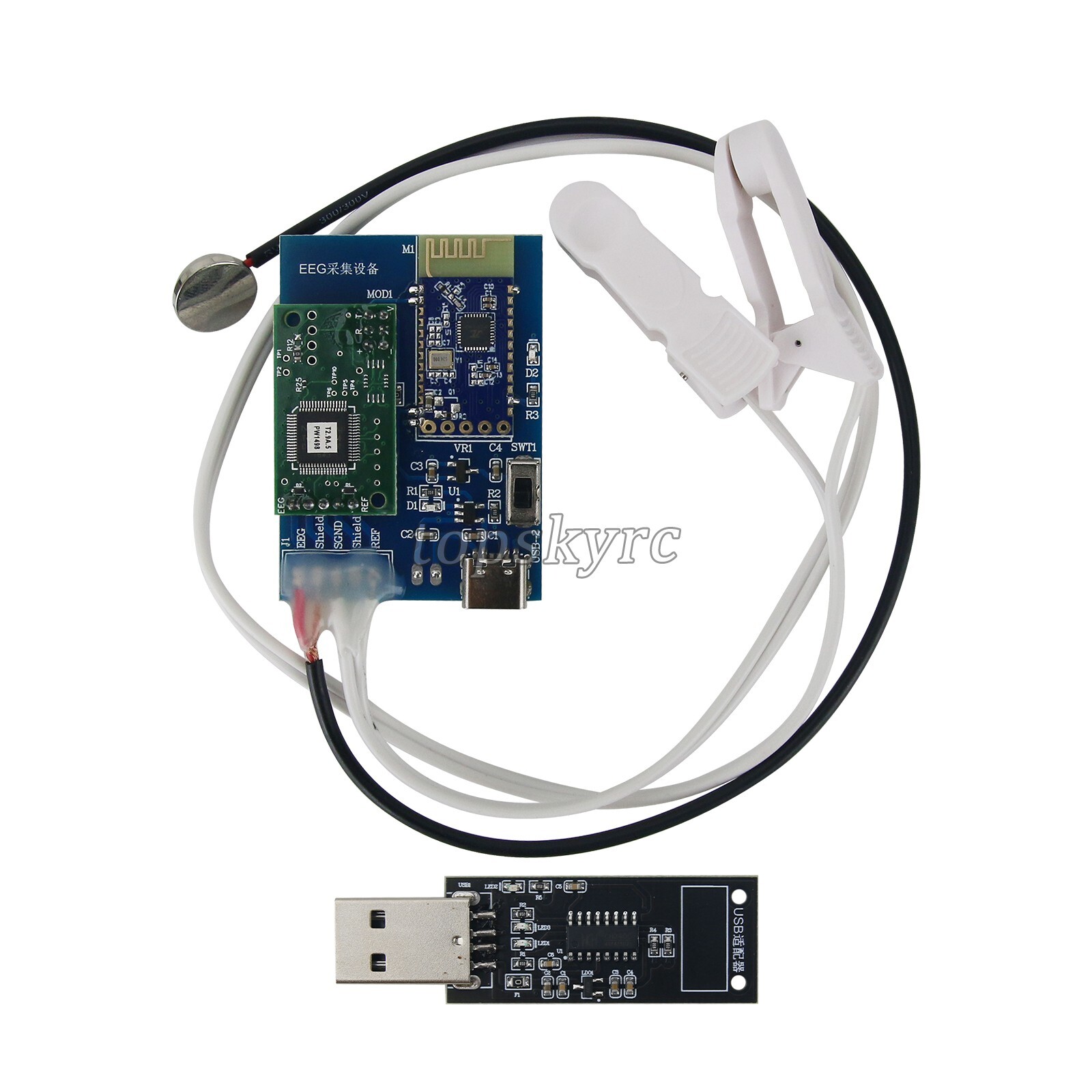 TGAM Brainwave Brain Wave Sensor EEG Sensor 3rd Generation Li Battery + Adapter