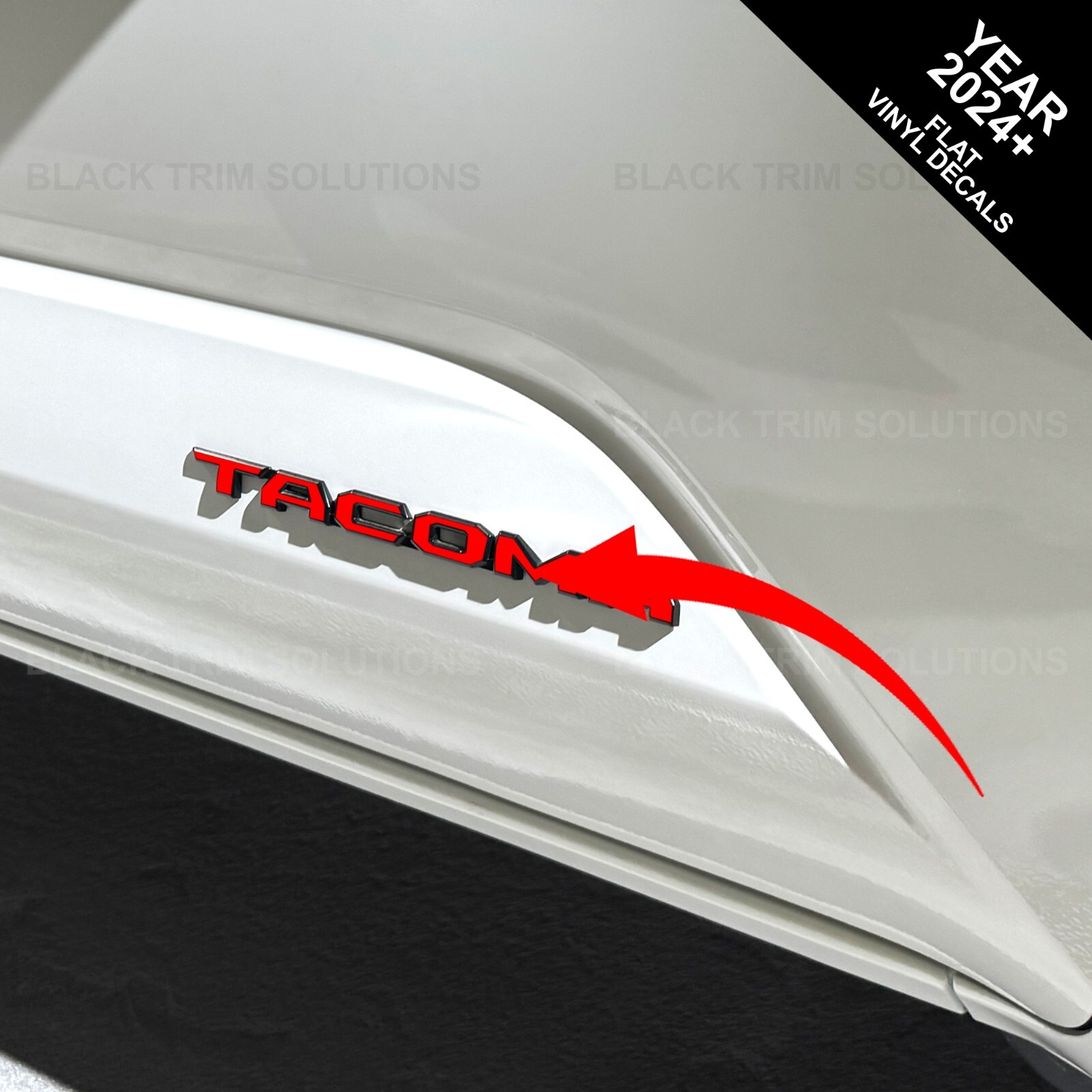 2x For 2024-2026 Tacoma Red Overlay Vinyl DECALS for Side Door Emblem Letter